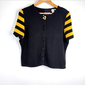 VTG 90s Michael Simon Bee Sweater L Retro Granny Artsy Bumble Bee Whimsigoth